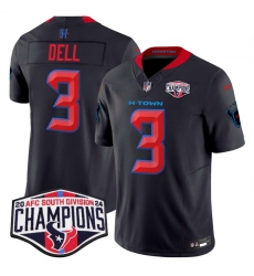 Men Houston Texans 3 Tank Dell Navy 2nd Alternate F U S E  2024 AFC South Division Champions Vapor Limited Stitched Football Jersey