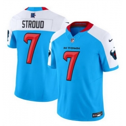 Men Houston Texans 7 C J  Stroud Blue White F U S E  Vapor Limited Stitched Jersey