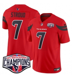 Men Houston Texans 7 C J  Stroud Red F U S E  2024 AFC South Division Champions Vapor Limited Stitched Football Jersey