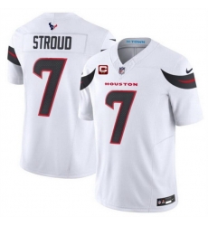 Men Houston Texans 7 C J  Stroud White 2024 Vapor F U S E  With 2 Star C Patch Limited Stitched Jersey