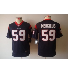 Youth Nike NFL Houston Texans #59 Whitney Mercilus Blue Color Limited Jerseys