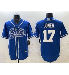 Men Indianapolis Colts 17 Daniel Jones Royal Cool Base Stitched Baseball Jersey