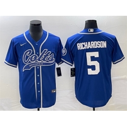 Men Indianapolis Colts 5 Anthony Richardson Royal Cool Base Stitched Baseball Jersey