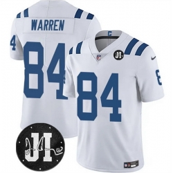 Men Indianapolis Colts 84 Tyler Warren White Jim Irsay Patch Vapor Stitched Jersey