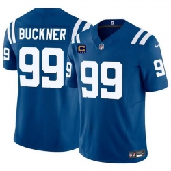 Men Indianapolis Colts 99 DeForest Buckner Blue 2024 F U S E  With 4 Star C Patch Vapor Limited Stitched Football Jersey