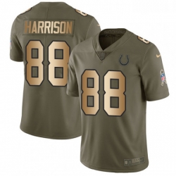 Men Nike Indianapolis Colts 88 Marvin Harrison Limited OliveGold 2017 Salute to Service NFL Jersey