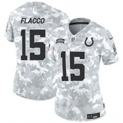 Women Indianapolis Colts 15 Joe Flacco 2024 F U S E Arctic Camo Salute To Service Limited Stitched Jersey