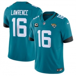 Men Jacksonville Jaguars 16 Trevor Lawrence Teal With 4 Star C Patch Vapor Untouchable Limited Stitched Jersey