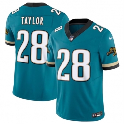 Men Jacksonville Jaguars 28 Fred Taylor Teal 2024 F U S E  Prowler Throwback Vapor Limited Stitched Football Jersey