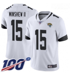 Jaguars #15 Gardner Minshew II White Youth Stitched Football 100th Season Vapor Limited Jersey