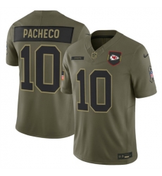 Men Kansas City Chiefs 10 Isiah Pacheco Olive 2025 F U S E  Salute to Service Limited Stitched Football Jersey