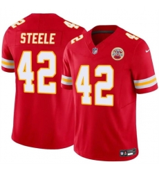 Men   Kansas City Chiefs 42 Carson Steele Red 2023 F U S E Vapor Untouchable Limited Stitched Football Jersey