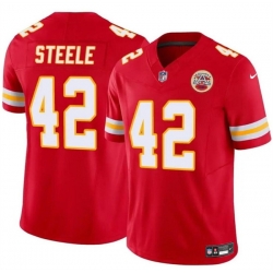 Men   Kansas City Chiefs 42 Carson Steele Red 2023 F U S E Vapor Untouchable Limited Stitched Football Jersey