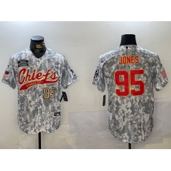 Men Kansas City Chiefs 95 Chris Jones 2024 Arctic Camo Salute To Service Stitched Baseball Jersey 1