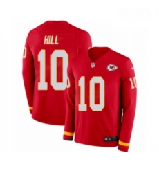 Men Nike Kansas City Chiefs 10 Tyreek Hill Limited Red Therma Long Sleeve NFL Jersey