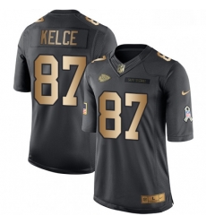 Men Nike Kansas City Chiefs 87 Travis Kelce Limited BlackGold Salute to Service NFL Jersey