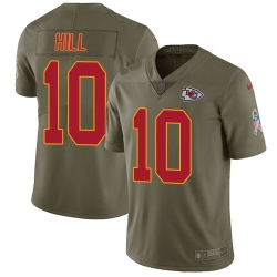 Nike Chiefs #10 Tyreek Hill Olive Mens Stitched NFL Limited 2017 Salute to Service Jersey