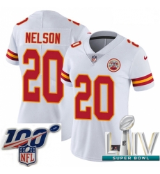 2020 Super Bowl LIV Women Nike Kansas City Chiefs #20 Steven Nelson White Vapor Untouchable Limited Player NFL Jersey