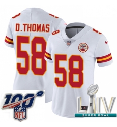 2020 Super Bowl LIV Women Nike Kansas City Chiefs #58 Derrick Thomas White Vapor Untouchable Limited Player NFL Jersey