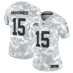 Women Kansas City Chiefs 15 Patrick Mahomes 2024 F U S E Arctic Camo Salute To Service Limited Stitched Football Jersey