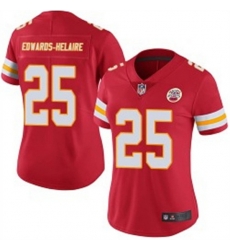 Women Kansas City Chiefs 25 Clyde Edwards Helaire Red Vapor Untouchable Stitched NFL Jersey