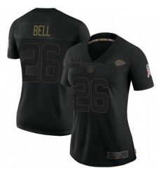 Women Kansas City Chiefs 26 Le'Veon Bell Black Camo Salute To Service Limited Jersey