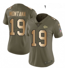 Womens Nike Kansas City Chiefs 19 Joe Montana Limited OliveGold 2017 Salute to Service NFL Jersey