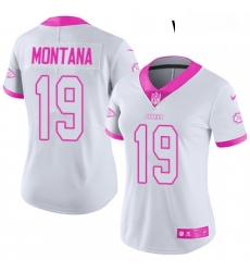 Womens Nike Kansas City Chiefs 19 Joe Montana Limited WhitePink Rush Fashion NFL Jersey