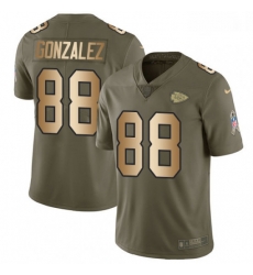 Youth Nike Kansas City Chiefs 88 Tony Gonzalez Limited OliveGold 2017 Salute to Service NFL Jersey