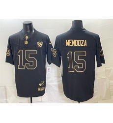 Men Las Vegas Raiders  15 Fernando Mendoza Black Gold F U S E  65th Anniversary Patch Vapor Untouchable Limited Stitched Football Jersey
