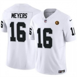 Men Las Vegas Raiders 16 Jakobi Meyers White 2023 F U S E  With John Madden Patch Vapor Limited Stitched Football Jersey