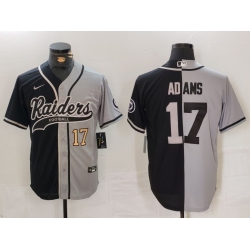 Men Las Vegas Raiders 17 Davante Adams Grey Black Split Cool Base Stitched Baseball Jersey 1