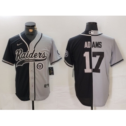 Men Las Vegas Raiders 17 Davante Adams Grey Black Split Cool Base Stitched Baseball Jersey 2