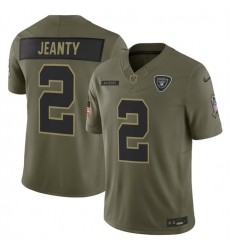 Men Las Vegas Raiders 2 Ashton Jeanty Olive 2025 F U S E  Salute to Service Limited Stitched Football Jersey