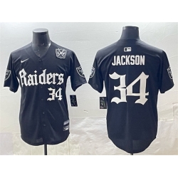Men Las Vegas Raiders 34 Bo Jackson Black  27Gothic Sin City Shadows Edition 27 With 65th Anniversary Patch Vapor Limited Stitched Baseball Jersey