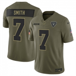 Men Las Vegas Raiders 7 Geno Smith Olive 2025 F U S E  Salute to Service Limited Stitched Football Jersey