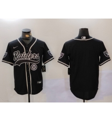 Men Las Vegas Raiders Black Team Blank Patch Cool Base Stitched Baseball Jersey 001