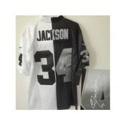 Nike Oakland Raiders 34 Bo.Jackson White Black Elite Split Signed NFL Jersey