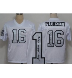 Oakland Raiders 16 Jim Plunkett White Silver Number Throwback M&N Signed NFL Jerseys