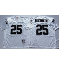 Raiders 25 Fred Biletnikoff White Throwback Jersey