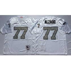 Raiders 77 Lyle Alzado White Silver Number Throwback Jersey