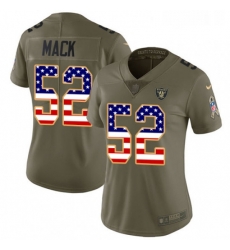 Womens Nike Oakland Raiders 52 Khalil Mack Limited OliveUSA Flag 2017 Salute to Service NFL Jersey