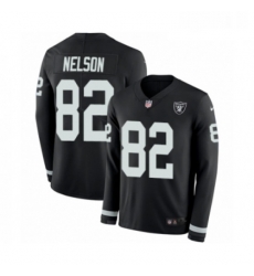 Youth Nike Oakland Raiders 82 Jordy Nelson Limited Black Therma Long Sleeve NFL Jersey