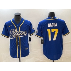 Men Los Angeles Rams 17 Baker Mayfield Royal Cool Base Stitched Baseball Jersey