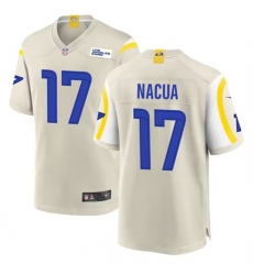 Men Los Angeles Rams 17 Puka Nacua Bone Stitched Game Jersey