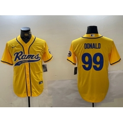 Men Los Angeles Rams 99 Aaron Donald yellow Cool Base Stitched Baseball Jersey