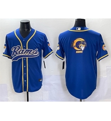 Men Los Angeles Rams Team Logo Royal Cool Base Stitched Baseball Jersey