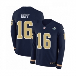 Men Nike Los Angeles Rams 16 Jared Goff Limited Navy Blue Therma Long Sleeve NFL Jersey