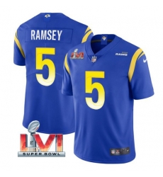 Nike Los Angeles Rams 5 Jalen Ramsey Royal 2022 Super Bowl LVI Vapor Limited Jersey