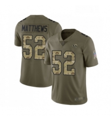 Youth Los Angeles Rams 52 Clay Matthews Limited Olive Camo 2017 Salute to Service Football Jersey